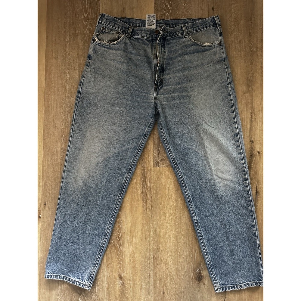 Carhartt Work Jean 42x32 Relaxed Fit Distressed Utility Workwear Carpenter Denim